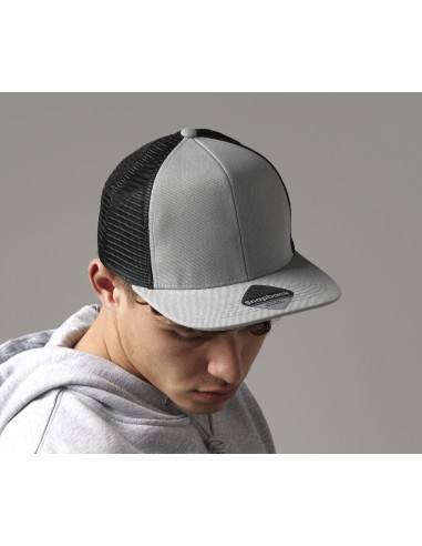 BEE-B664-Original Flat Peak 6 Panel Trucker Cap